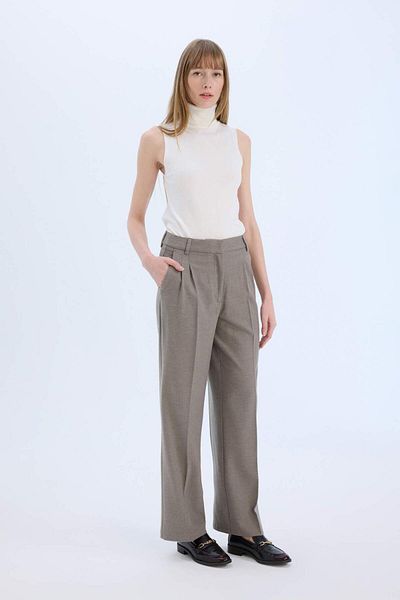 DeFacto Wide Leg Winter Pants High Waist Wide Straight Leg Flannel with Collet E6115Ax24Wn