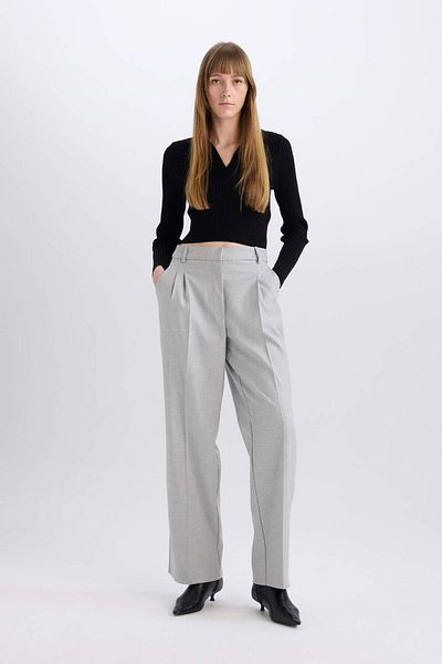 DeFacto High Waist Wide Leg Flannel Winter Pants - Collet E6127Ax24Wn