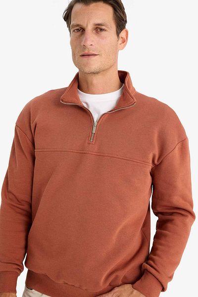 DeFacto Relaxed Fit - Stand Collar Zip Thick Sweatshirt E5334Ax24Wn