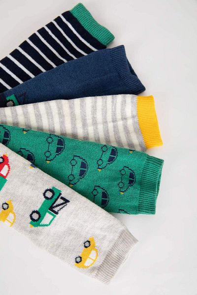 DeFacto Baby Boy Anti-Slip Sole 5-Piece Cotton Long Socks B1413A5Ns