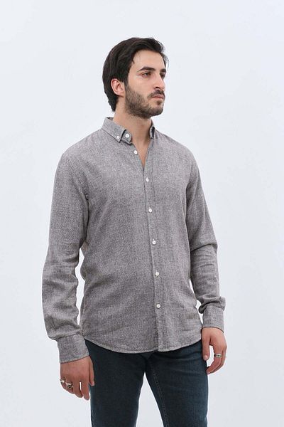 SHIRTSPRO shirtpro regular fit long sleeve button down collar shirt brown color