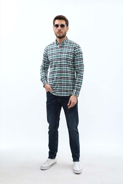 SHIRTSPRO shirtpro oxford regular fit long sleeve button down collar shirt in breyl green color