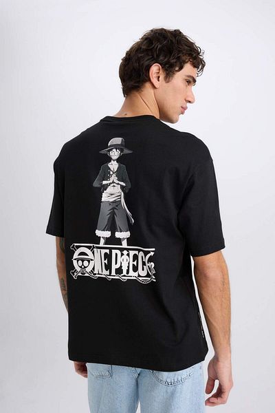 DeFacto 100% Cotton One Piece Boxy Fit Crew Neck Back Printed Short Sleeve T-Shirt D5459Ax25Sp
