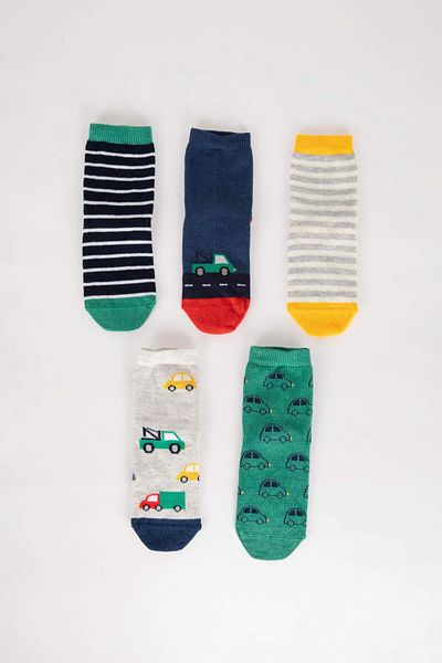 DeFacto Baby Boy Anti-Slip Sole 5-Piece Cotton Long Socks B1413A5Ns