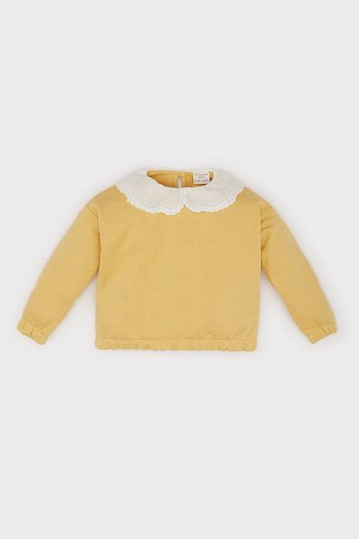 DeFacto Baby Girl Lace Collar Basic Plain Sweatshirt E2825A524Wn