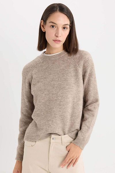 DeFacto Regular Fit Crew Neck Basic Plain Knitwear Sweater D0035Ax24Wn