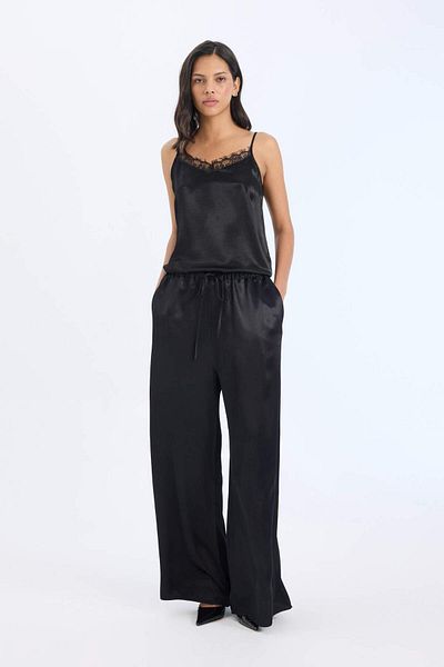DeFacto Satin Pants Wide Leg High Waist Wide Wide Leg E3021Ax24Au