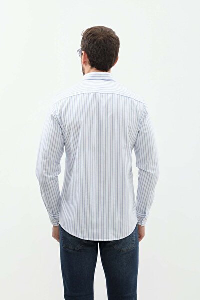 SHIRTSPRO قميص shirtpro 100% قطن مخطط بقصّة عادية وأكمام طويلة وياقة بأزرار ب...