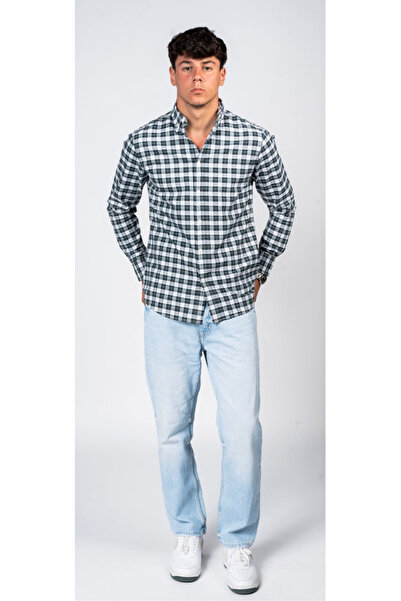 SHIRTSPRO قميص dnm united cotton أنيق بأكمام طويلة وأزرار ونقشة مربعات باين جروف