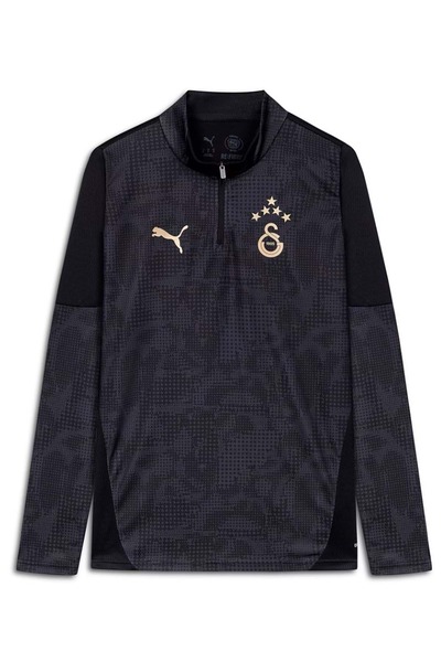 Galatasaray 25/26 a Team 1/4 Zip Long Sleeve Training Top Jersey Black