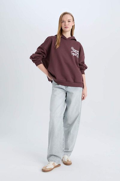 DeFacto Hanorac gros imprimat pe spate cu glugă Coool Loose Fit E1495AX24WN