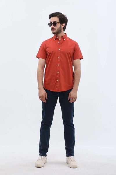 SHIRTSPRO shirtpro oxford regular fit short sleeve button down collar shirt picante color
