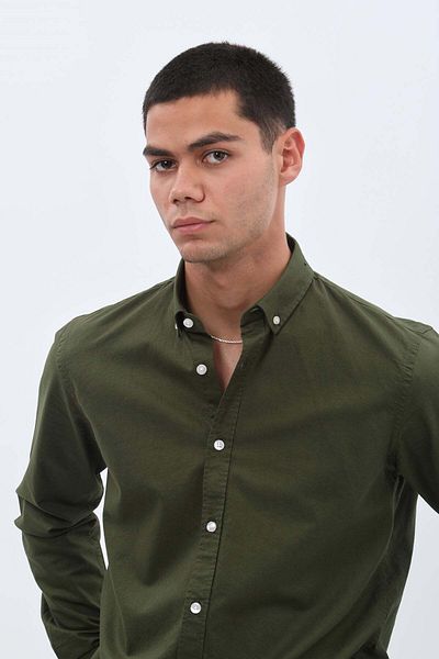 SHIRTSPRO shirtpro oxford regular fit long sleeve button down collar shirt military olive color