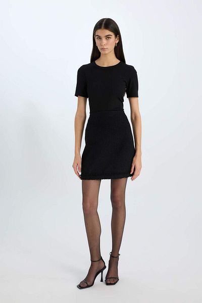 DeFacto Tricou cu mânecă scurtă, slim fit, cu decolteu, cu șnur simplu, E4268AX24AU