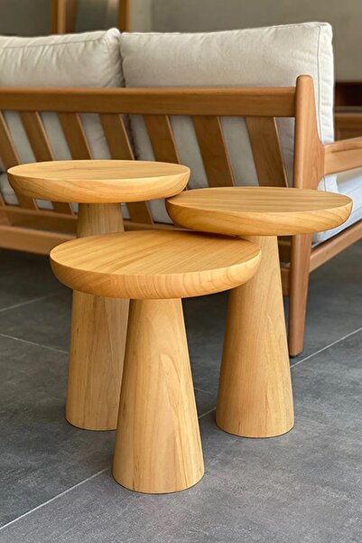 Genel Markalar % 100 Doğal Ahşap Mantar Sehpa | Zigon Sehpa | Yan Sehpa (Gerç...