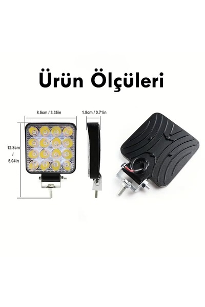 Yağmur 12 Adet 16 Ledli Off Road Sis Farı Çalışma Lambası 12 Volt / 24 v