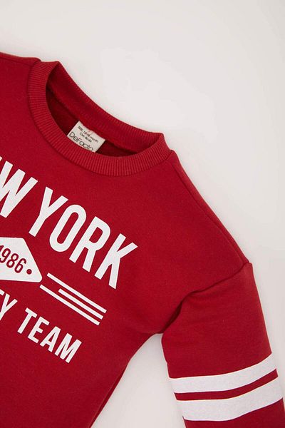 DeFacto Baby Girl Crew Neck Printed Soft Furry Inside Sweatshirt E2211A524Wn