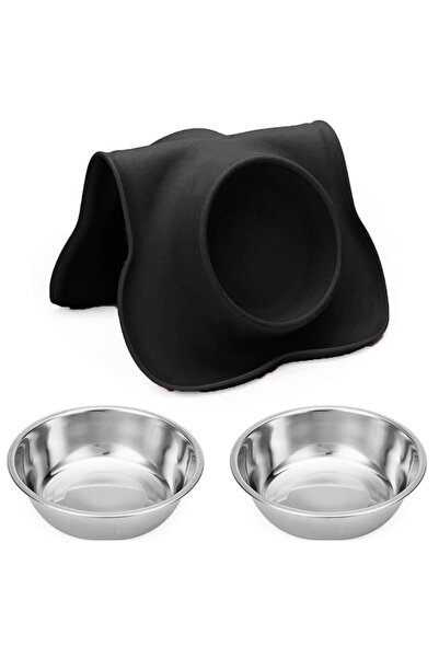 OEM Set of 2 bowls for dogs and cats, stainless steel & silicone, non-slip, protects the floor