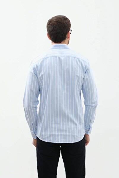 SHIRTSPRO قميص shirtpro 100% قطن مخطط بقصّة عادية وأكمام طويلة وياقة بأزرار ب...