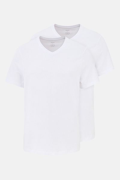 Dagi White Compact V-Neck Undershirt 2-Piece T-Shirt