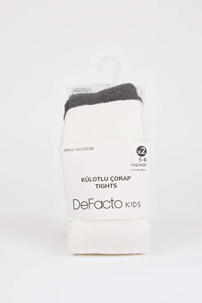 DeFacto Pachet de 2 șosete lungi din bumbac pentru fete D7847a8ns