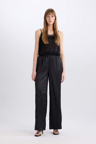 DeFacto Pantaloni largi, cu buzunare, talie înaltă, cu picioare largi, lungi, E2739AX24WN