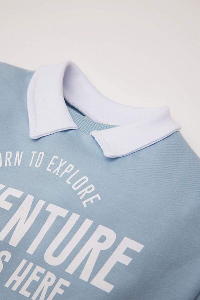 DeFacto Baby-Jungen-Sweatshirt mit Hemdkragen, bedruckt mit weichem Federn im Inneren, D6758A524WN