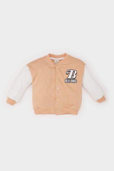 DeFacto Cardigan bomber cu închidere cu apăsare imprimat cu rever pentru băieți D6290A524WN