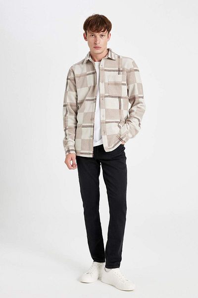 DeFacto Regular Fit Checked Fleece Long Sleeve Shirt V2767Az24Wn