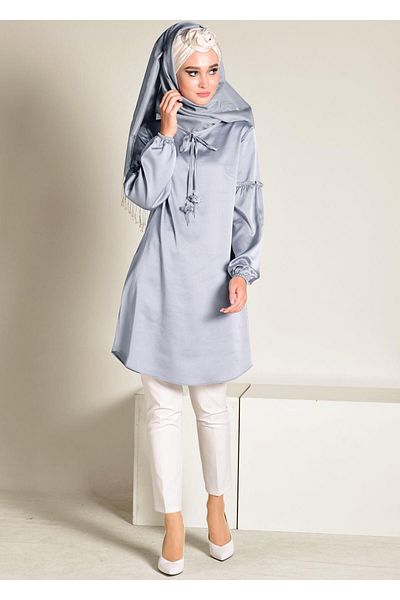 Alvina Satin Tunic with Elastic Cuffs 4334