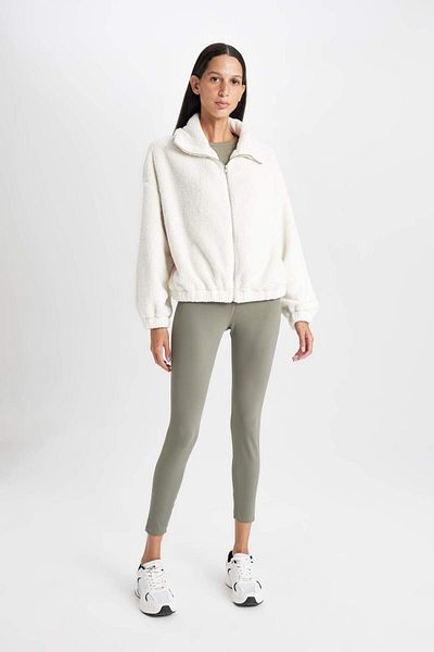 DeFacto Cardigan oversize cu guler polo cu fermoar din pluș Welsoft C8229AX24WN