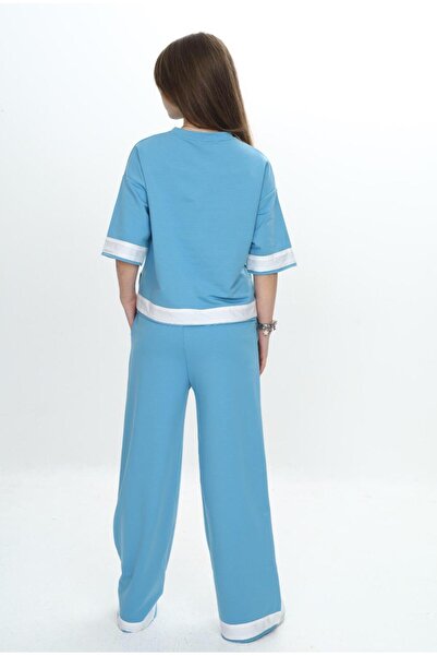 Asortix Set de trening pentru fete, 100% bumbac, cu mânecă scurtă, garnită, cu mânecă trei sferturi, cu 2 fire, partea de sus și de jos-285