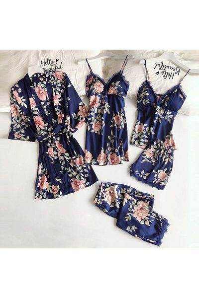 Generic Loose and comfortable lace suspender five-piece home clothes underwear