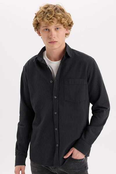 DeFacto Regular Fit Striped Cotton Long Sleeve Shirt E1944Ax24Au