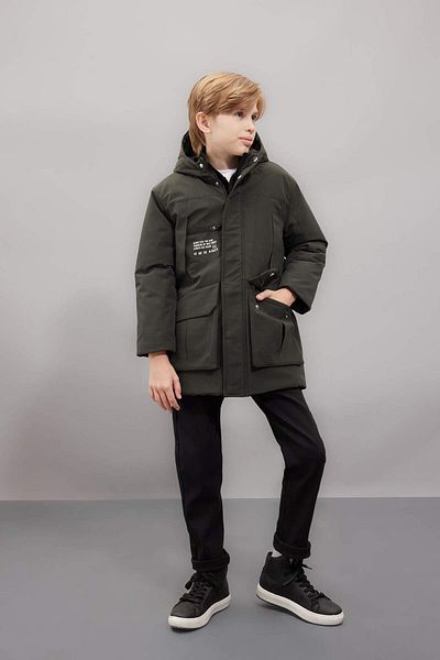 DeFacto Boy's Parka - Water Repellent, Hood, Zipper and Pocket C8902A824Wn