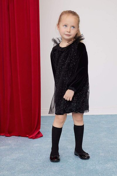 DeFacto Langärmliges, gepunktetes Samtkleid für Babys mit Neujahrsmotiv B3476a524wn
