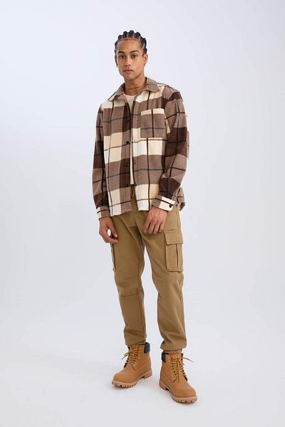 DeFacto Regular Fit Checked Fleece Long Sleeve Shirt V2767Az24Wn