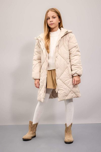 DeFacto Girls - Water Repellent Hooded Long down Coat Parka with Zipper Pocket C8517A824Au