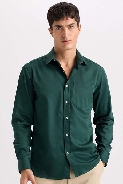 DeFacto Regular Fit Polo Neck Gabardine Long Sleeve Shirt D4934Ax24Au
