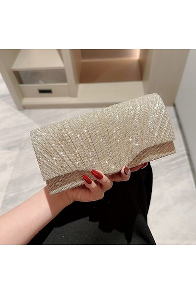 Generic حقيبة كلاتش نسائية لامعة لامعة، حقيبة يد مغلفة، حقيبة سلسلة، حقيبة كروس بودي لحفلات الزفاف