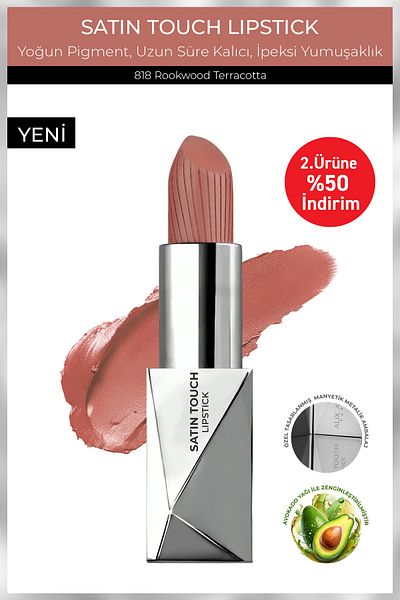 Alix Avien Long Lasting Moisturizing Smooth Effect Semi Matte Lipstick - Satin Touch Lipstick 818 Rookwood T.