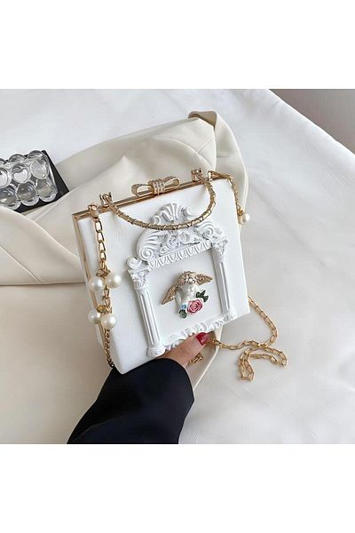 Generic Vintage Baroque Embossed Angel Flower Handbag Chain Bag Crossbody Bag