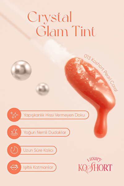 CLIO Yapışkanlık Hissi Vermeyen Yoğun Işıltılı Tint CLIO Crystal Glam Tint (13 Koshort Pearl Coral)