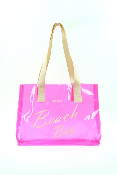 SHAKA Ροζ SHK241 Τσάντα παραλίας, ταξιδιού και πικνίκ με ολόγραμμα με ένα διαμέρισμα από PVC