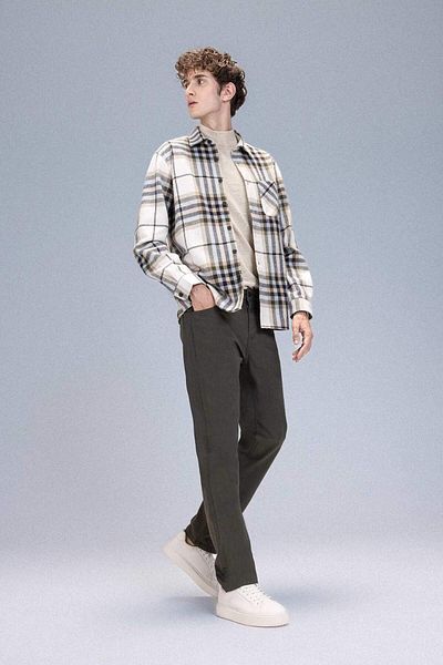 DeFacto Regular Fit Polo Collar Checked Flannel Long Sleeve Shirt E2763Ax24Wn