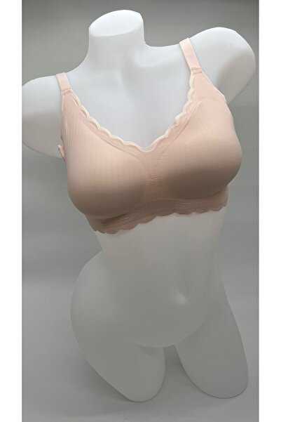MİDİLİNA Seamless Scallop Detailed Soft Padding Unpadded Bra - Everyday Comfort