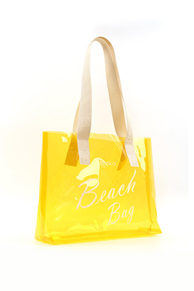 SHAKA Κίτρινη τσάντα παραλίας, ταξιδιού και πικνίκ με ολόγραμμα εκτύπωσης PVC μονής θήκης SHK241