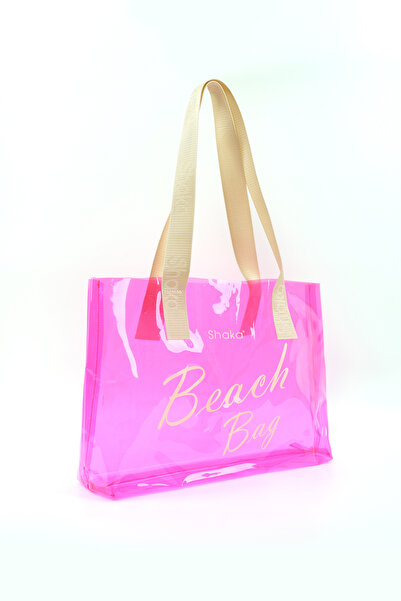 SHAKA Ροζ SHK241 Τσάντα παραλίας, ταξιδιού και πικνίκ με ολόγραμμα με ένα διαμέρισμα από PVC