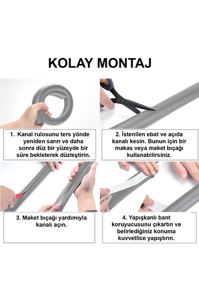 Greentech Esnek Kablo Kanalı Gri / GT-KK04