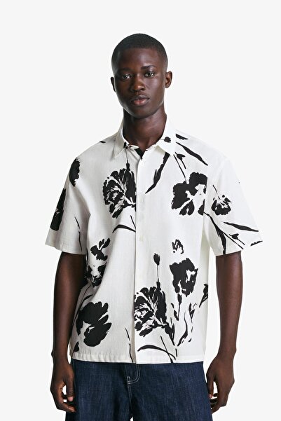 Bershka Kısa kollu rustik baskılı gömlek